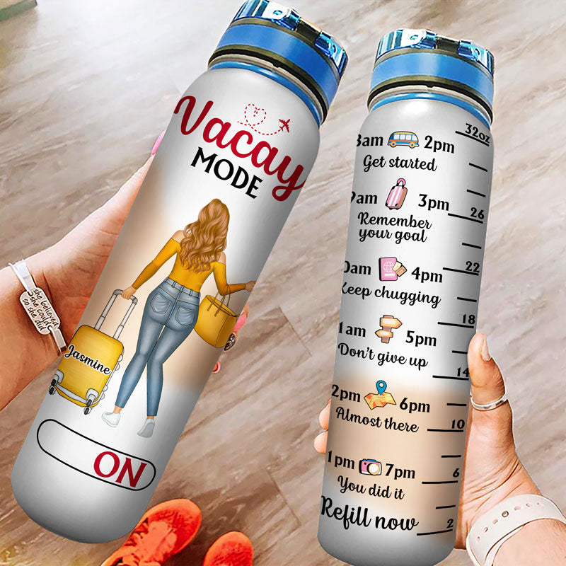 Drink Well Travel Often - Gift For Travel Lovers - Personalized Custom Water Tracker Bottle