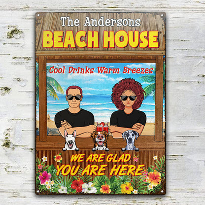 Couple We Are Glad You Are Here Husband Wife - Dog Lovers Gift - Personalized Custom Classic Metal Signs