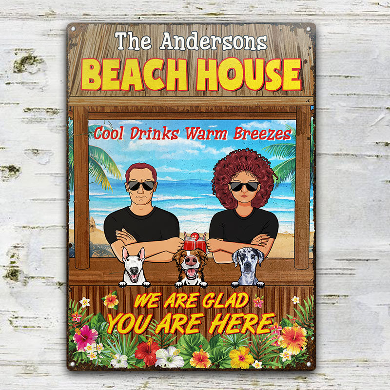 Couple We Are Glad You Are Here Husband Wife - Dog Lovers Gift - Personalized Custom Classic Metal Signs