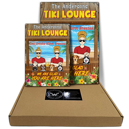 Couple We Are Glad You Are Here Husband Wife - Dog Lovers Gift - Personalized Custom Classic Metal Signs