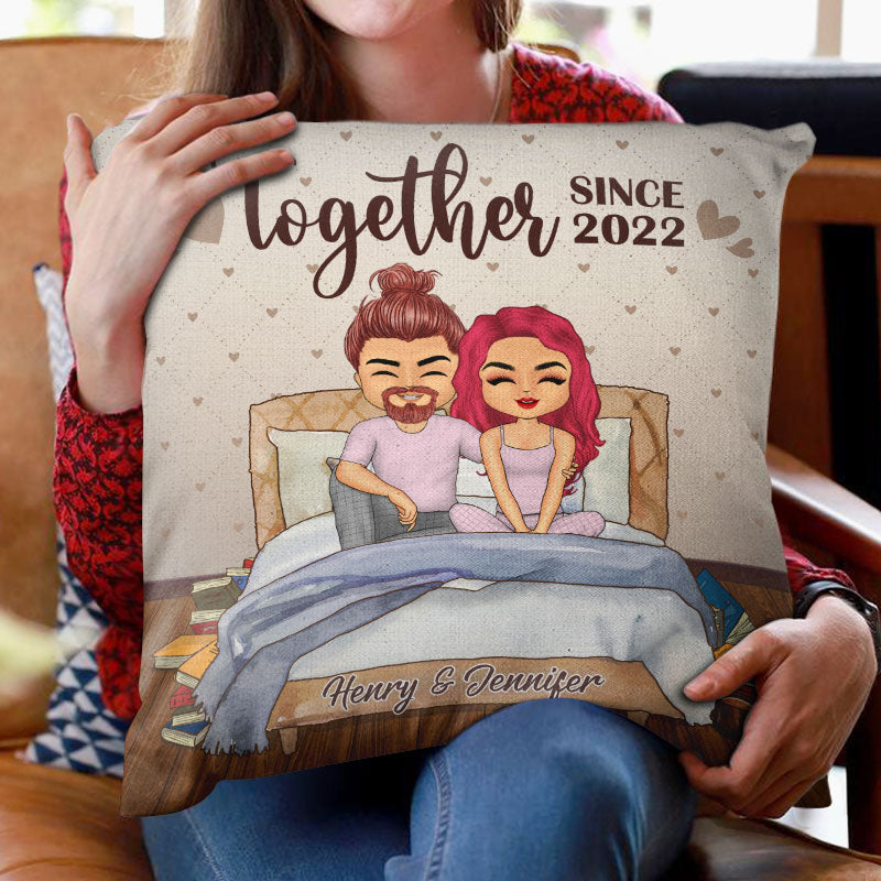 Chibi Couple Together Since - Gift For Couple - Personalized Custom Pillow