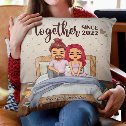 Chibi Couple Together Since - Gift For Couple - Personalized Custom Pillow