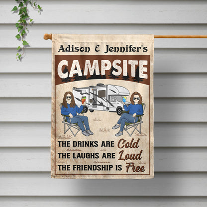 Camping Couple The Laughs Are Loud - Gift For Couple - Personalized Custom Flag