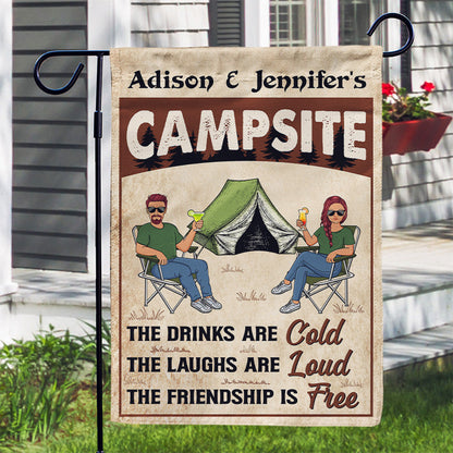 Camping Couple The Laughs Are Loud - Gift For Couple - Personalized Custom Flag