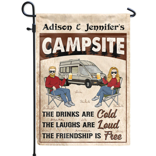 Camping Couple The Laughs Are Loud - Gift For Couple - Personalized Custom Flag