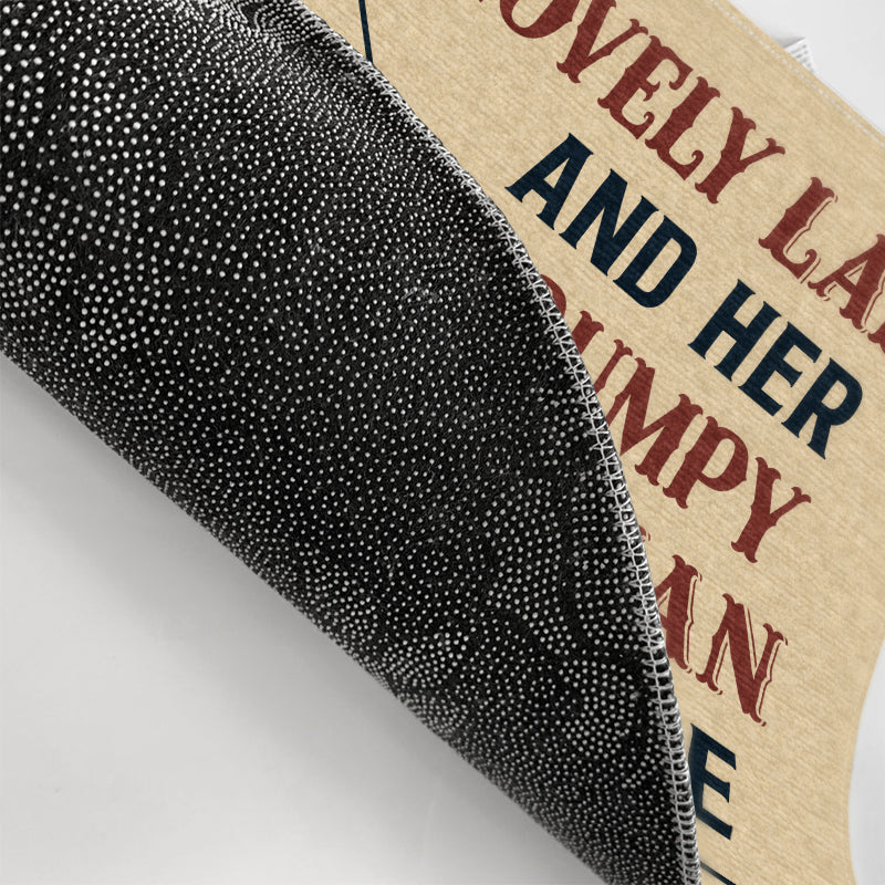 Old Couple A Lovely Lady And A Grumpy Old Man Live Here Husband Wife - Couple Gift - Personalized Custom Doormat