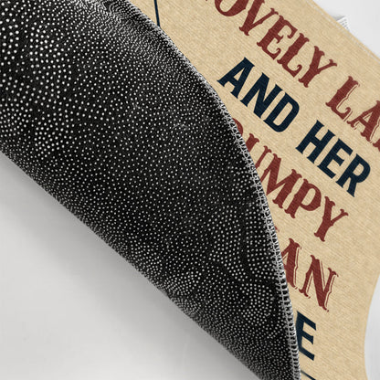 Old Couple A Lovely Lady And A Grumpy Old Man Live Here Husband Wife - Couple Gift - Personalized Custom Doormat