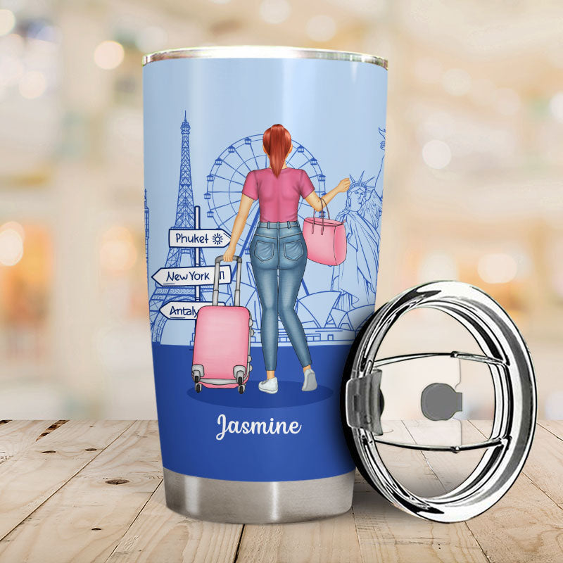 Work Hard Travel Harder - Gift For Traveling Lovers - Personalized Custom Tumbler