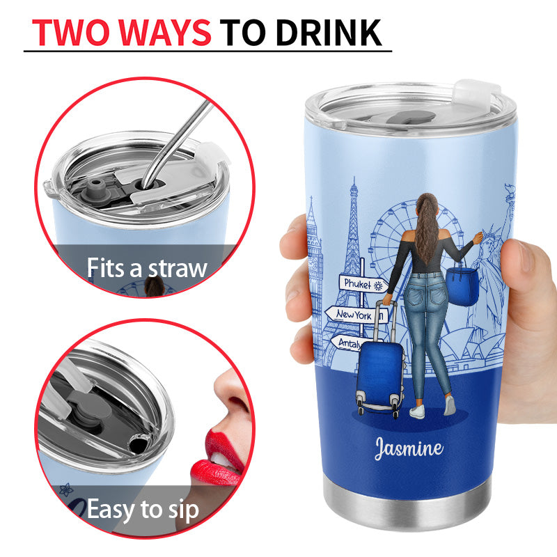 Work Hard Travel Harder - Gift For Traveling Lovers - Personalized Custom Tumbler