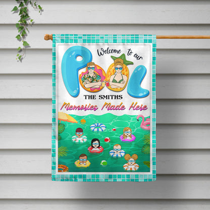 Family Swimming Pool Memories Made Here - Pool Flags - Personalized Custom Flag