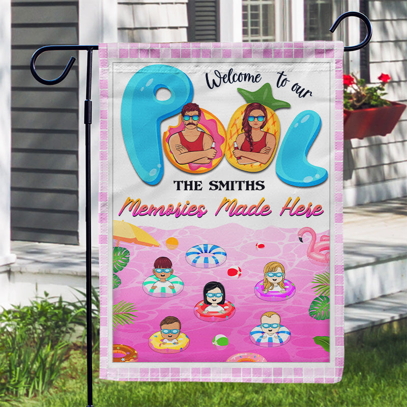 Family Swimming Pool Memories Made Here - Pool Flags - Personalized Custom Flag