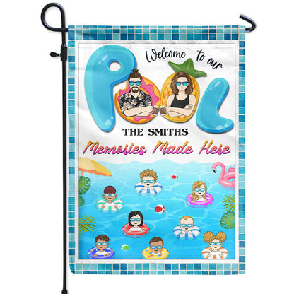 Family Swimming Pool Memories Made Here - Pool Flags - Personalized Custom Flag