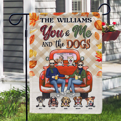 Fall Couple You & Me And The Dogs - Gift For Couple - Personalized Custom Flag