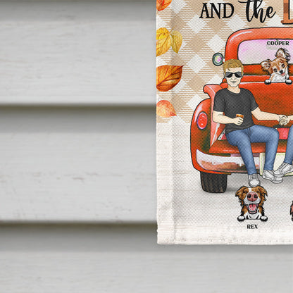 Fall Couple You & Me And The Dogs - Gift For Couple - Personalized Custom Flag