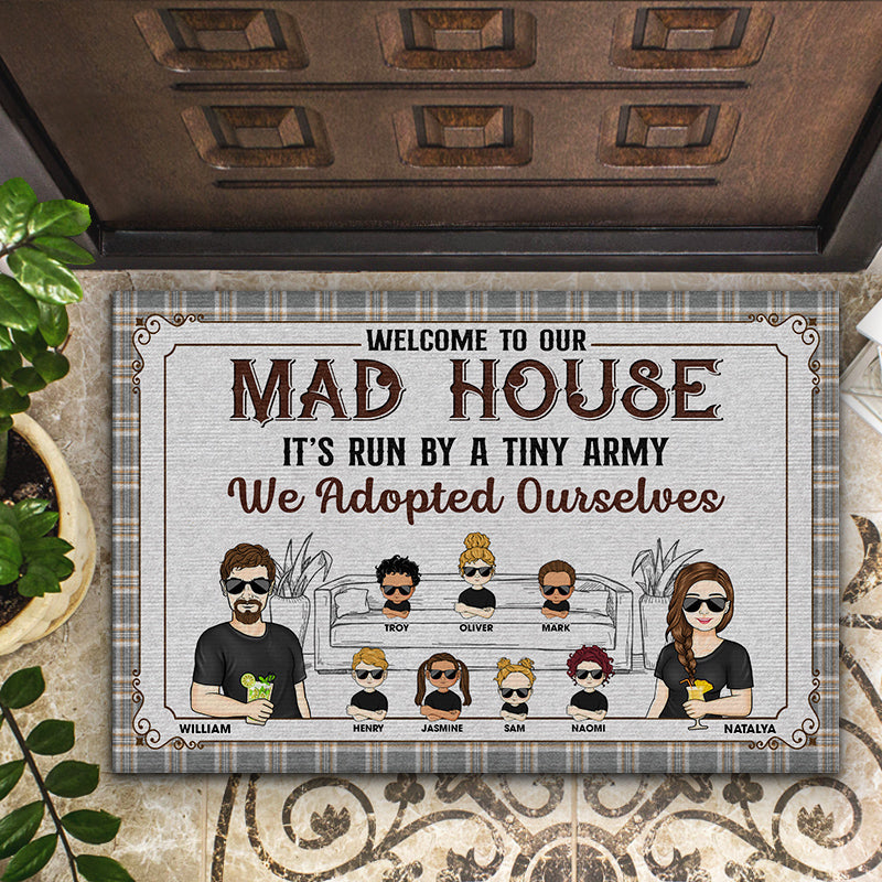 Mad House It's Run By A Tiny Army Couple Husband Wife - Couple Gift - Personalized Custom Doormat