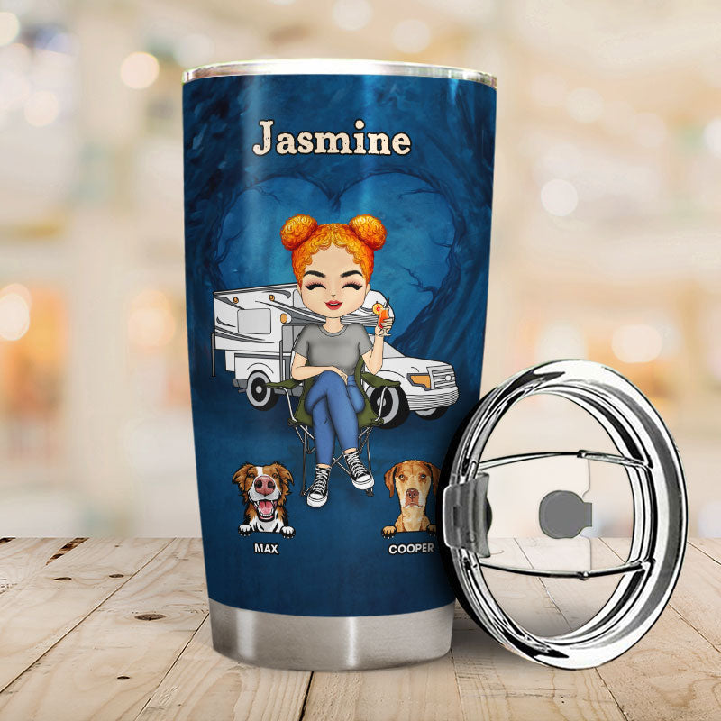Just A Woman Who Loves Camping - Gift For Dog Lovers - Personalized Custom Tumbler