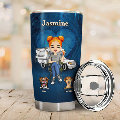 Just A Woman Who Loves Camping - Gift For Dog Lovers - Personalized Custom Tumbler