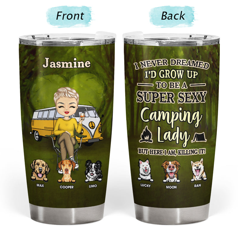 Just A Woman Who Loves Camping - Gift For Dog Lovers - Personalized Custom Tumbler