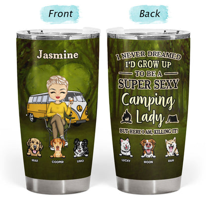 Just A Woman Who Loves Camping - Gift For Dog Lovers - Personalized Custom Tumbler