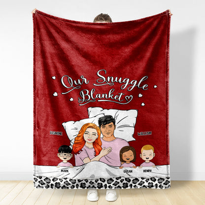 Family Couple & Kids Our Snuggle Blanket - Gift For Family - Personalized Custom Fleece Blanket