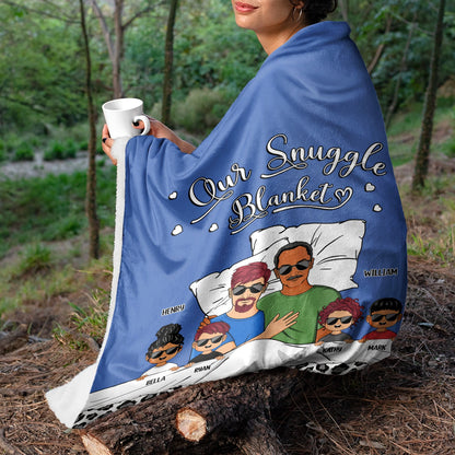 Family Couple & Kids Our Snuggle Blanket - Gift For Family - Personalized Custom Fleece Blanket