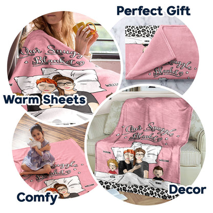 Family Couple & Kids Our Snuggle Blanket - Gift For Family - Personalized Custom Fleece Blanket
