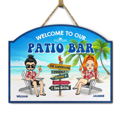 Chibi Welcome To Paradise - Gift For Couples - Personalized Custom Shaped Wood Sign