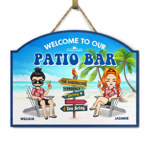 Chibi Welcome To Paradise - Gift For Couples - Personalized Custom Shaped Wood Sign