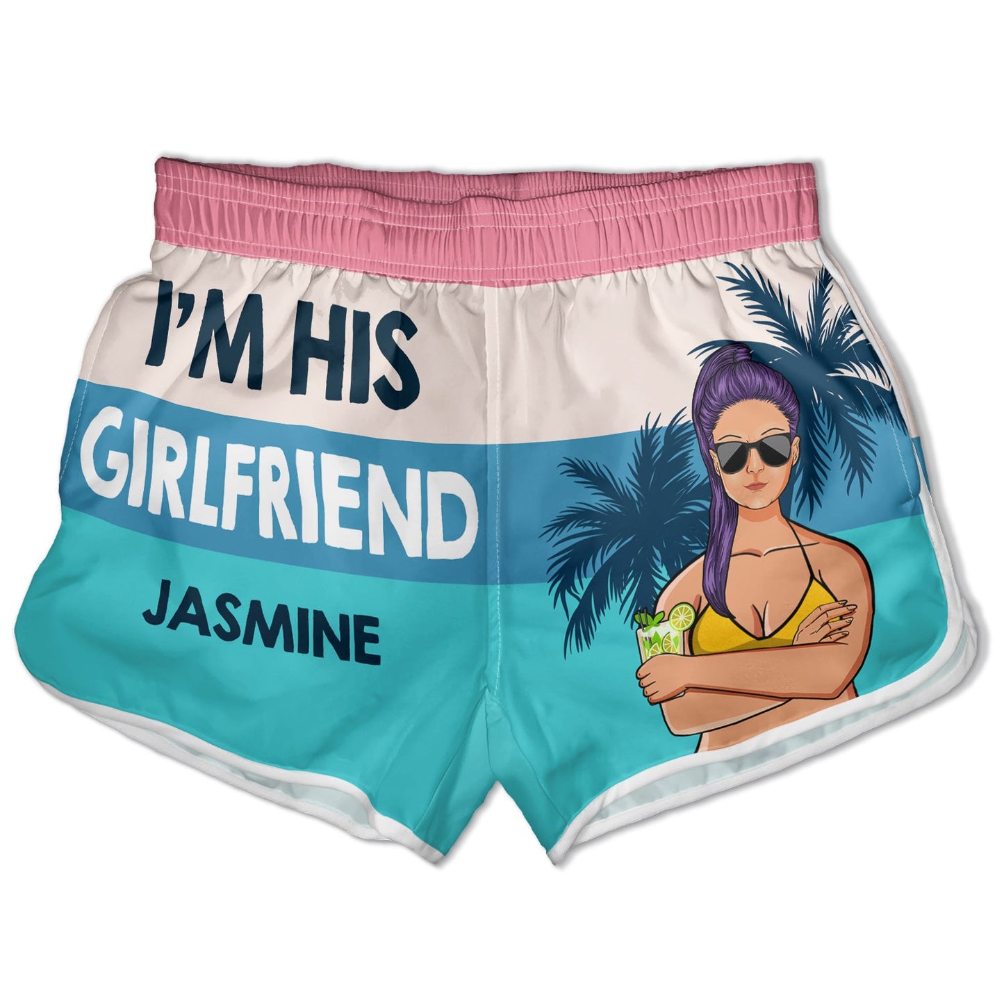 Beach Couple This Guy Has A Hot Girlfriend - Gift For Couple - Personalized Custom Couple Beach Shorts