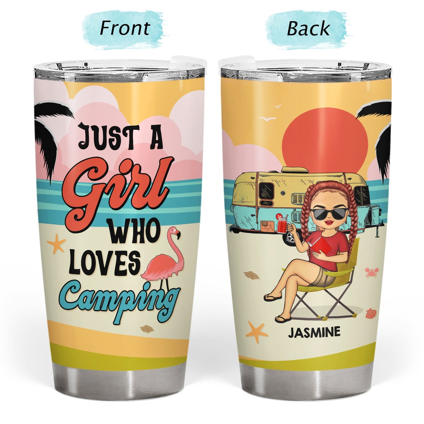 Beach Girl Who Loves Camping - Personalized Custom Tumbler