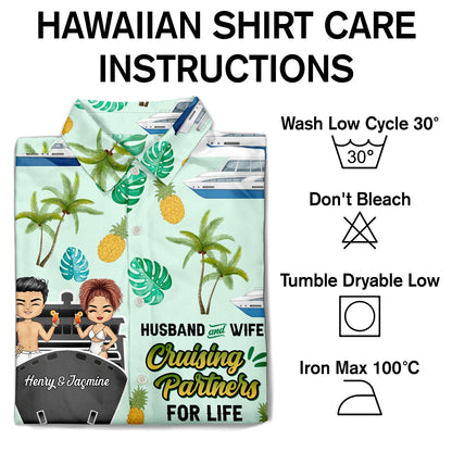 Cruising Couple Partners For Life - Gift For Couples - Personalized Custom Hawaiian Shirt