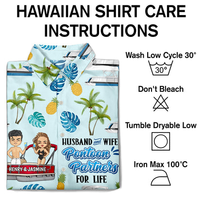Pontoon Couple Partners For Life - Gift For Couples - Personalized Hawaiian Shirt