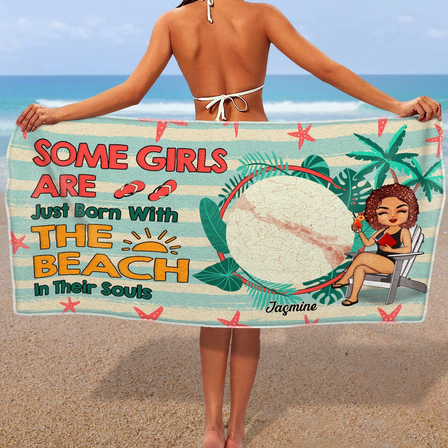 Star Map The Beach In Their Souls - Gift For Beach Lovers - Personalized Beach Towel