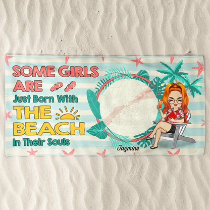 Star Map The Beach In Their Souls - Gift For Beach Lovers - Personalized Beach Towel