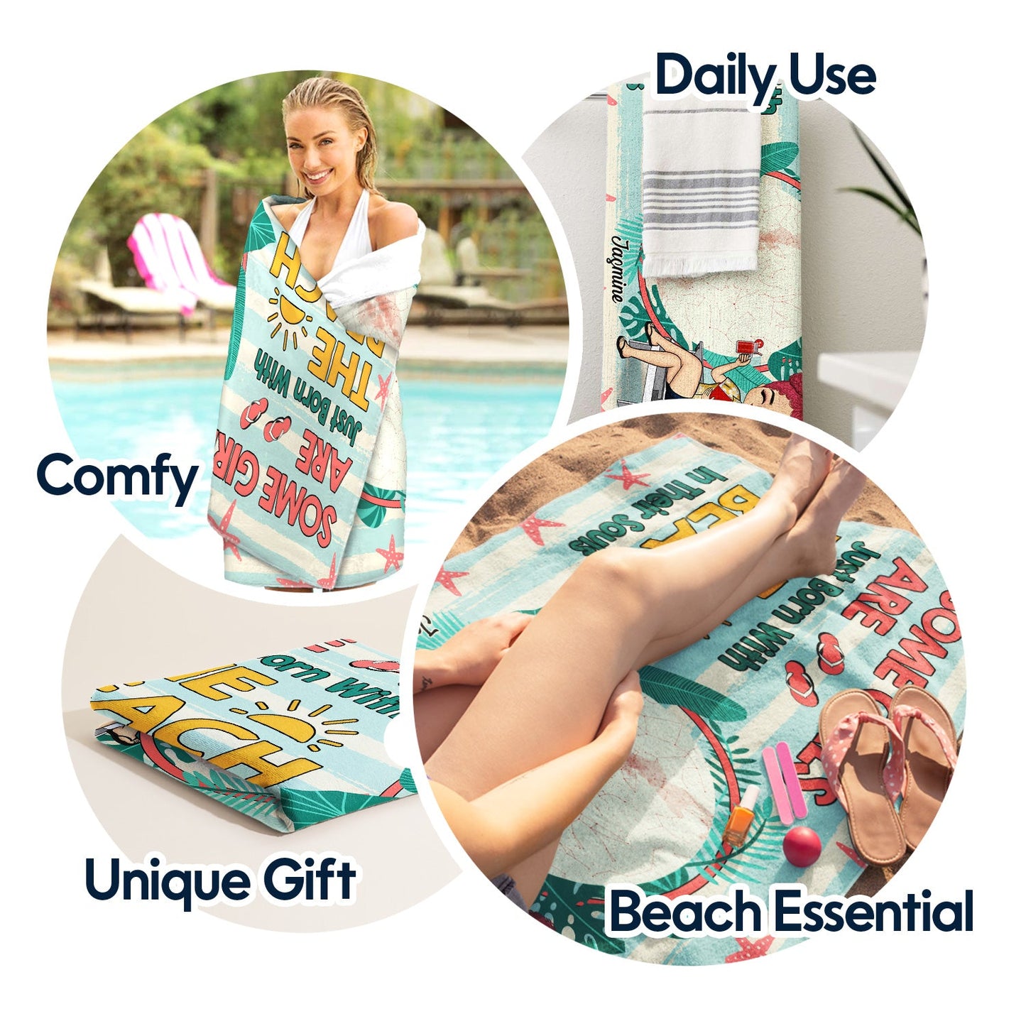 Star Map The Beach In Their Souls - Gift For Beach Lovers - Personalized Beach Towel