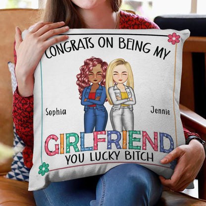 Couple Congrats On Being Husband Boyfriend - Gift For Couples - Personalized Pillow
