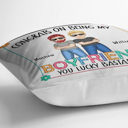 Couple Congrats On Being Husband Boyfriend - Gift For Couples - Personalized Pillow