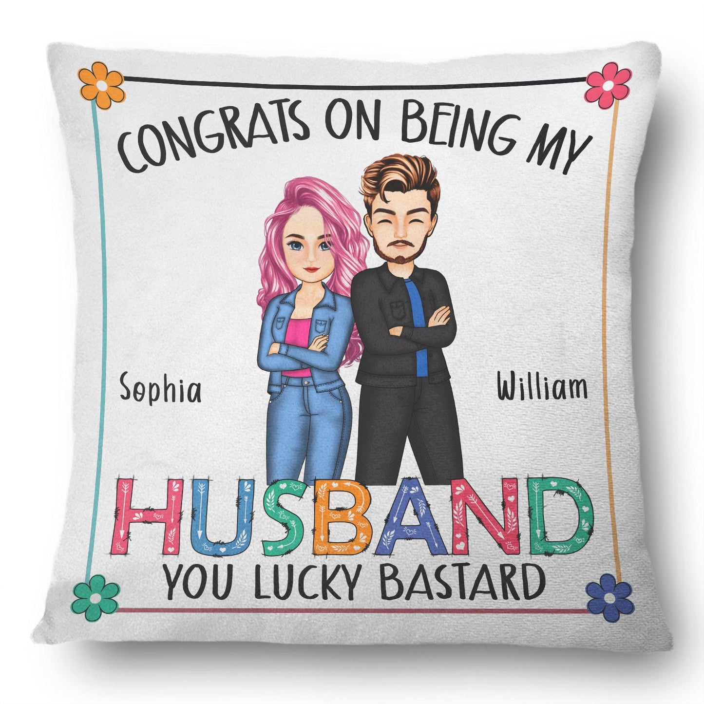 Couple Congrats On Being Husband Boyfriend - Gift For Couples - Personalized Pillow