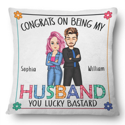 Couple Congrats On Being Husband Boyfriend - Gift For Couples - Personalized Pillow