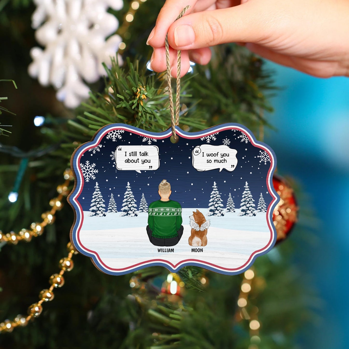 Christmas A Letter From Heaven - Pet Memorial - Personalized Wooden Card With Pop Out Medallion Ornament