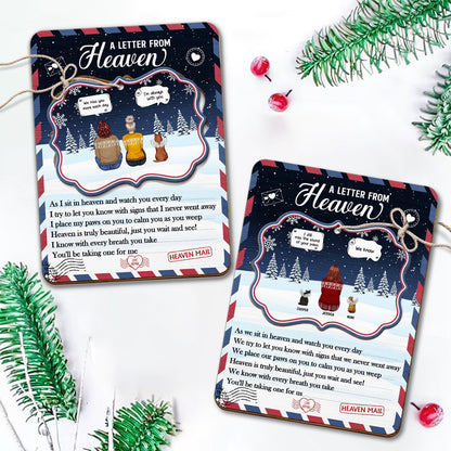Christmas A Letter From Heaven - Pet Memorial - Personalized Wooden Card With Pop Out Medallion Ornament