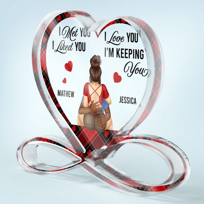 I'm Keeping You - Gift For Couples - Personalized Heart Infinity Shaped Acrylic Plaque