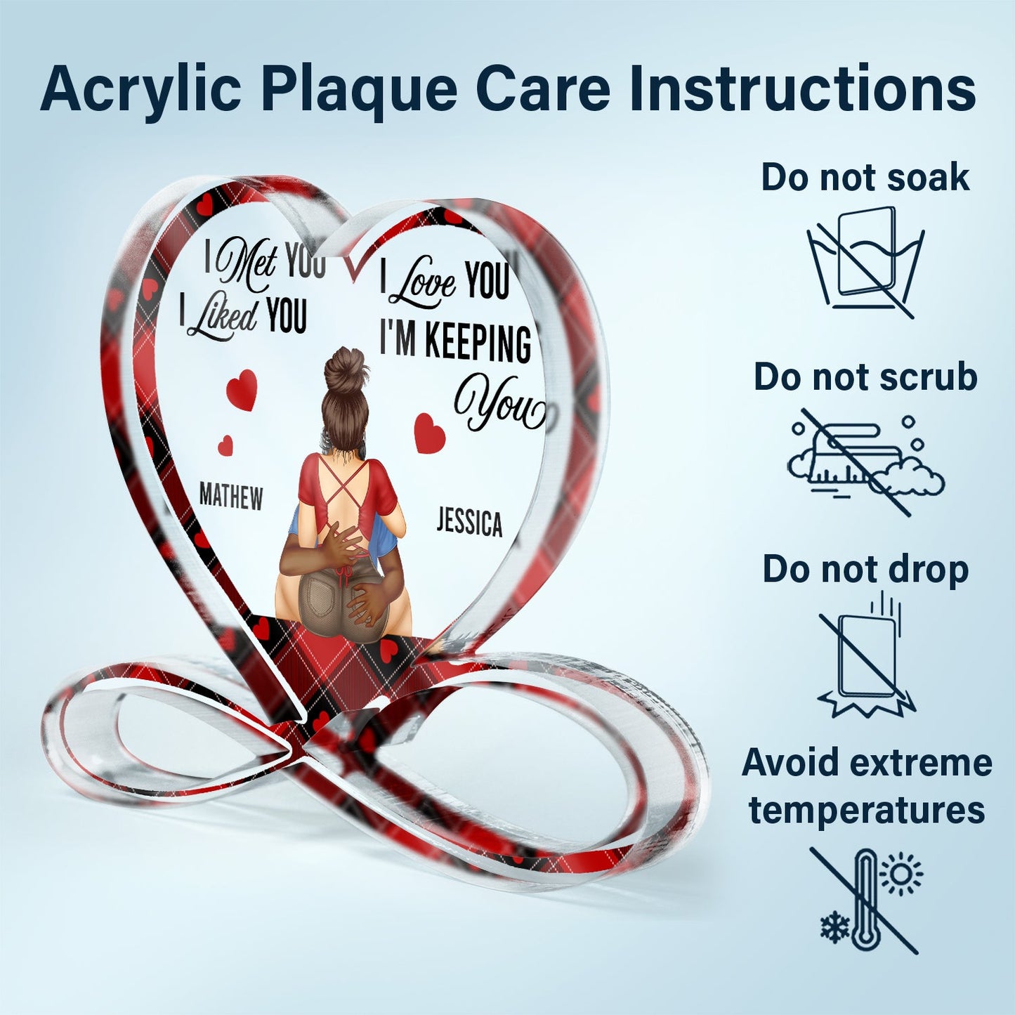 I'm Keeping You - Gift For Couples - Personalized Heart Infinity Shaped Acrylic Plaque