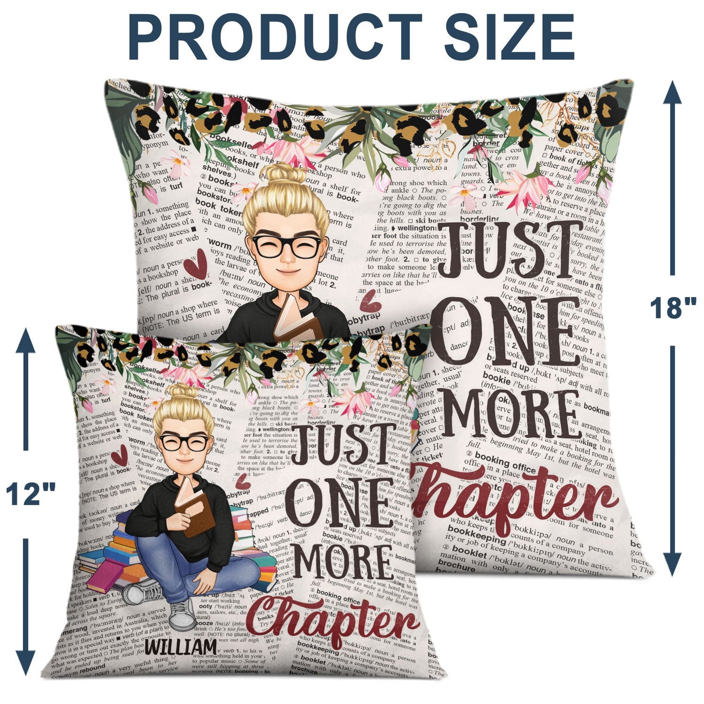 Reading Cartoon Just One More Chapter - Gift For Book Lovers - Personalized Pillow