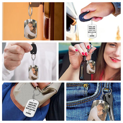 Custom Photo Drive Safe - Gift For Couples , Family - Personalized Aluminum Keychain