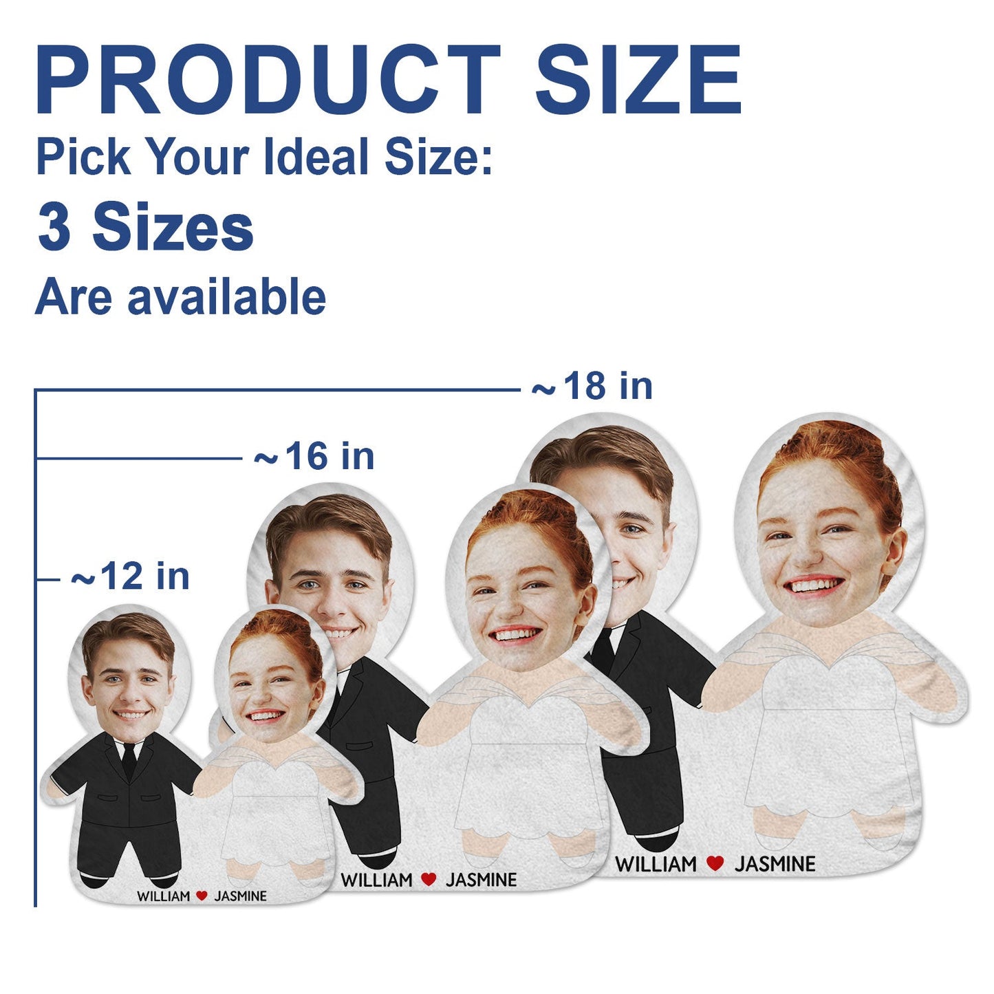 Custom Photo Face Cutout Wedding Couple - Gift For Couples - Personalized Custom Shaped Pillow