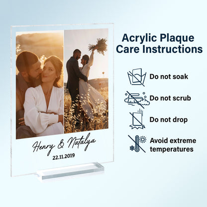 Custom Photo & Text - Gift For Family, Couples, Besties - Personalized Vertical Rectangle Acrylic Plaque