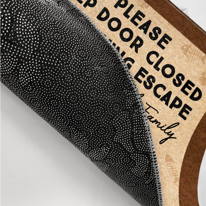 Couple & Cats Planning Escaped - Gift For Cat Couple - Personalized Doormat