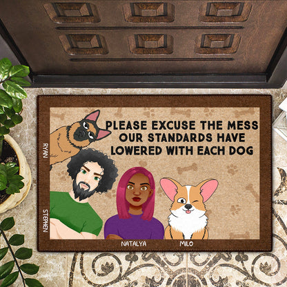 Couples & Dogs Please Excuse The Mess - Gift For Dog Lovers - Personalized Doormat