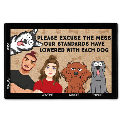 Couples & Dogs Please Excuse The Mess - Gift For Dog Lovers - Personalized Doormat